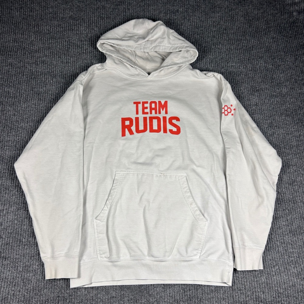 Rudis Team Hoodie Men's L Rudis Wrestling White Graphic Pullover Sweatshirt